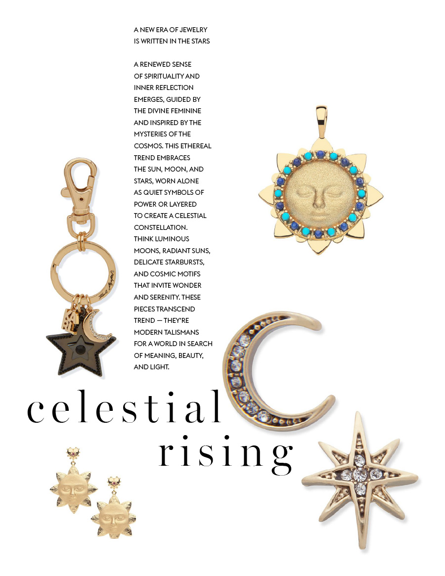 Editorial of AC Magazine: The Jewelry Issue Summer 2025, Featuring Karl Lagerfeld Paris Star & Moon Key Chain and Lonna & Lilly Star & Moon Studs