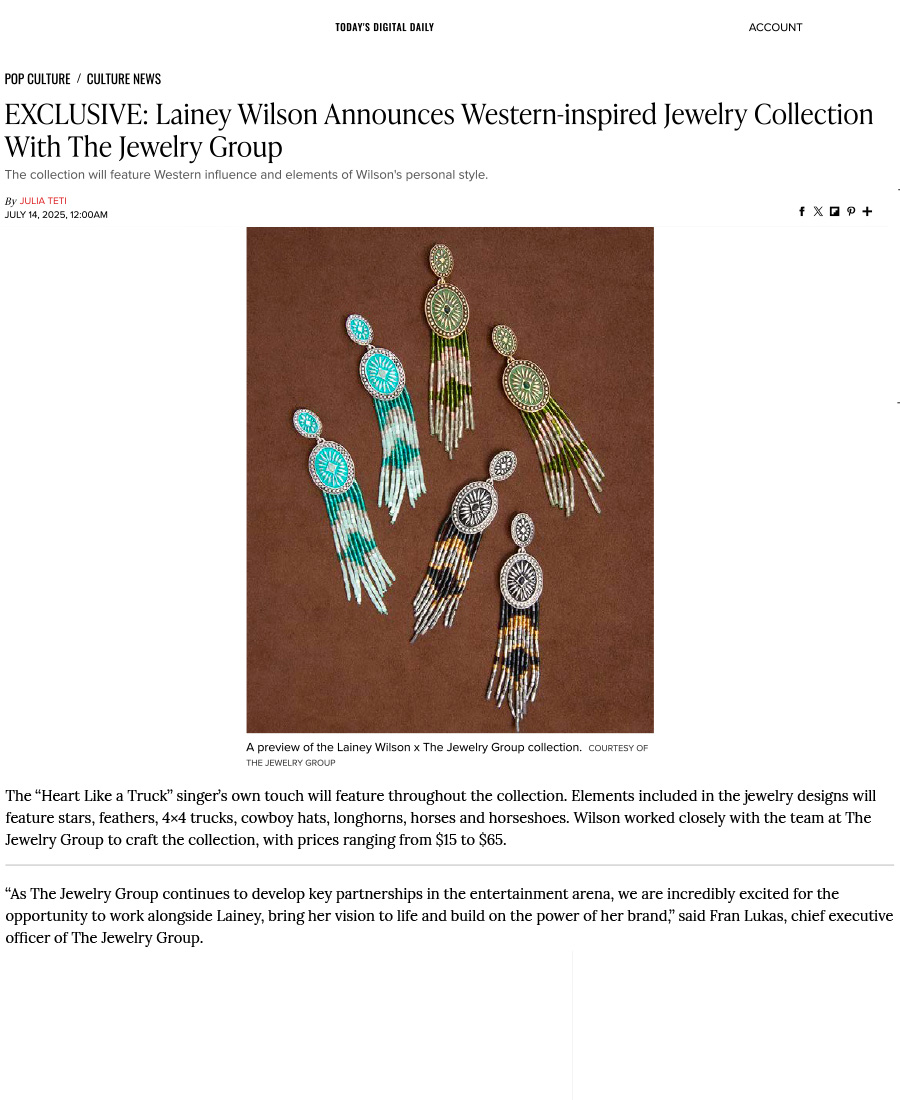 Editorial of WWD: Lainey Wilson Collection Launch 2025