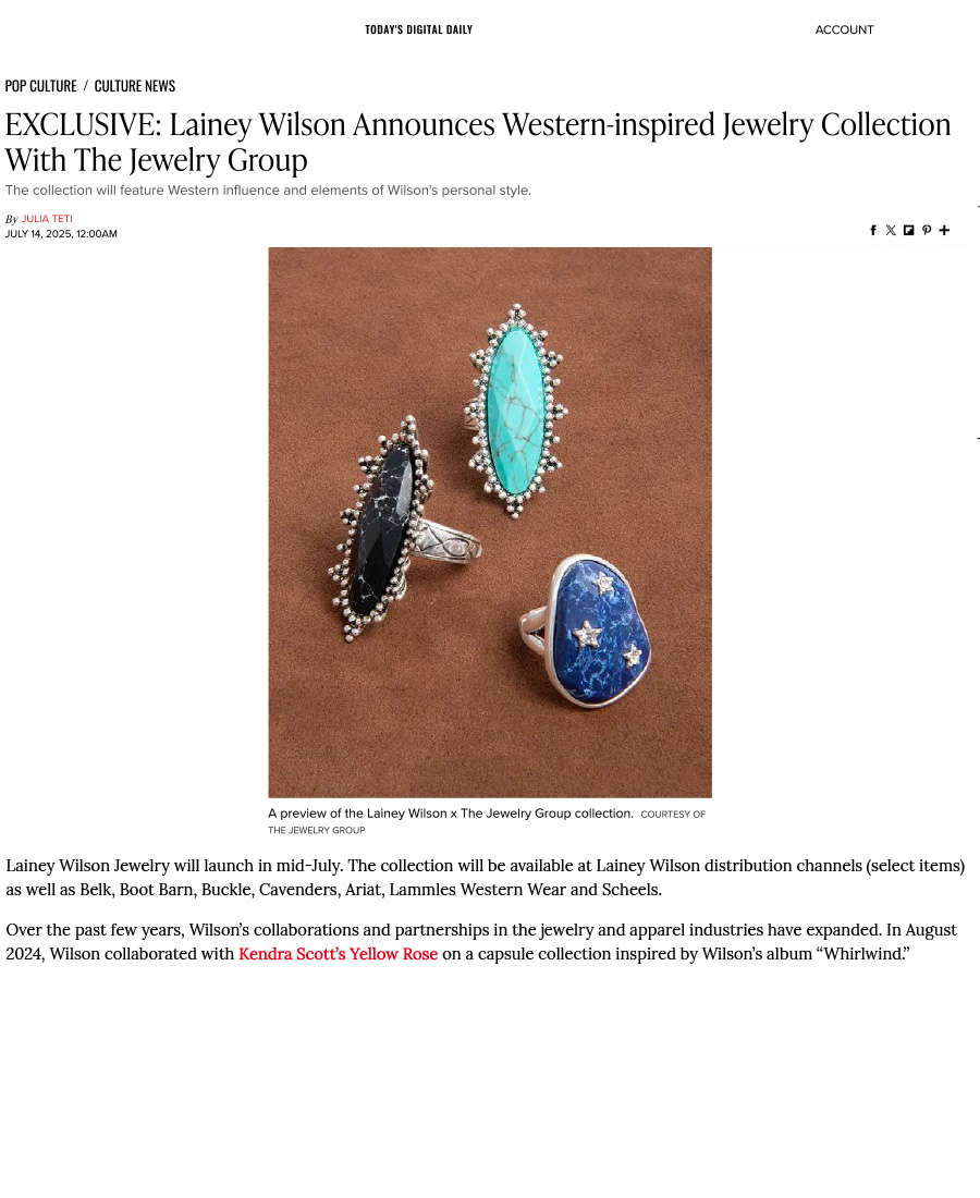 Editorial of WWD: Lainey Wilson Collection Launch 2025