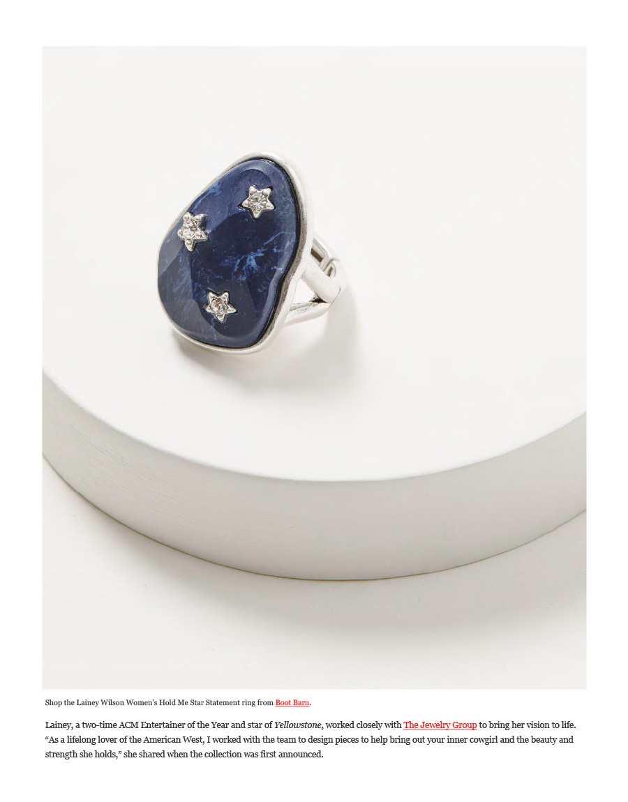Editorial of Cowgirl Magazine: Lainey Wilson’s Jewelry Collection Now Available At Top Western Retailers