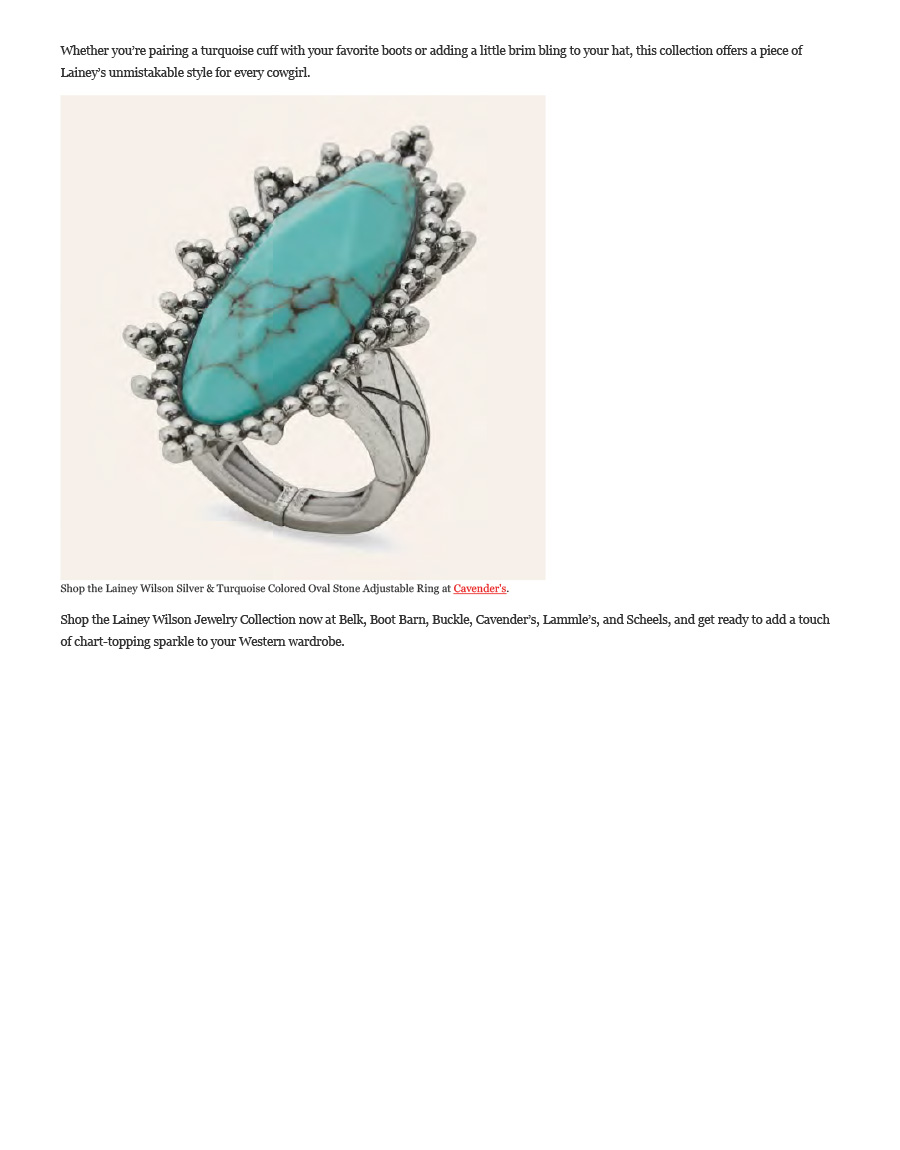 Editorial of Cowgirl Magazine: Lainey Wilson’s Jewelry Collection Now Available At Top Western Retailers